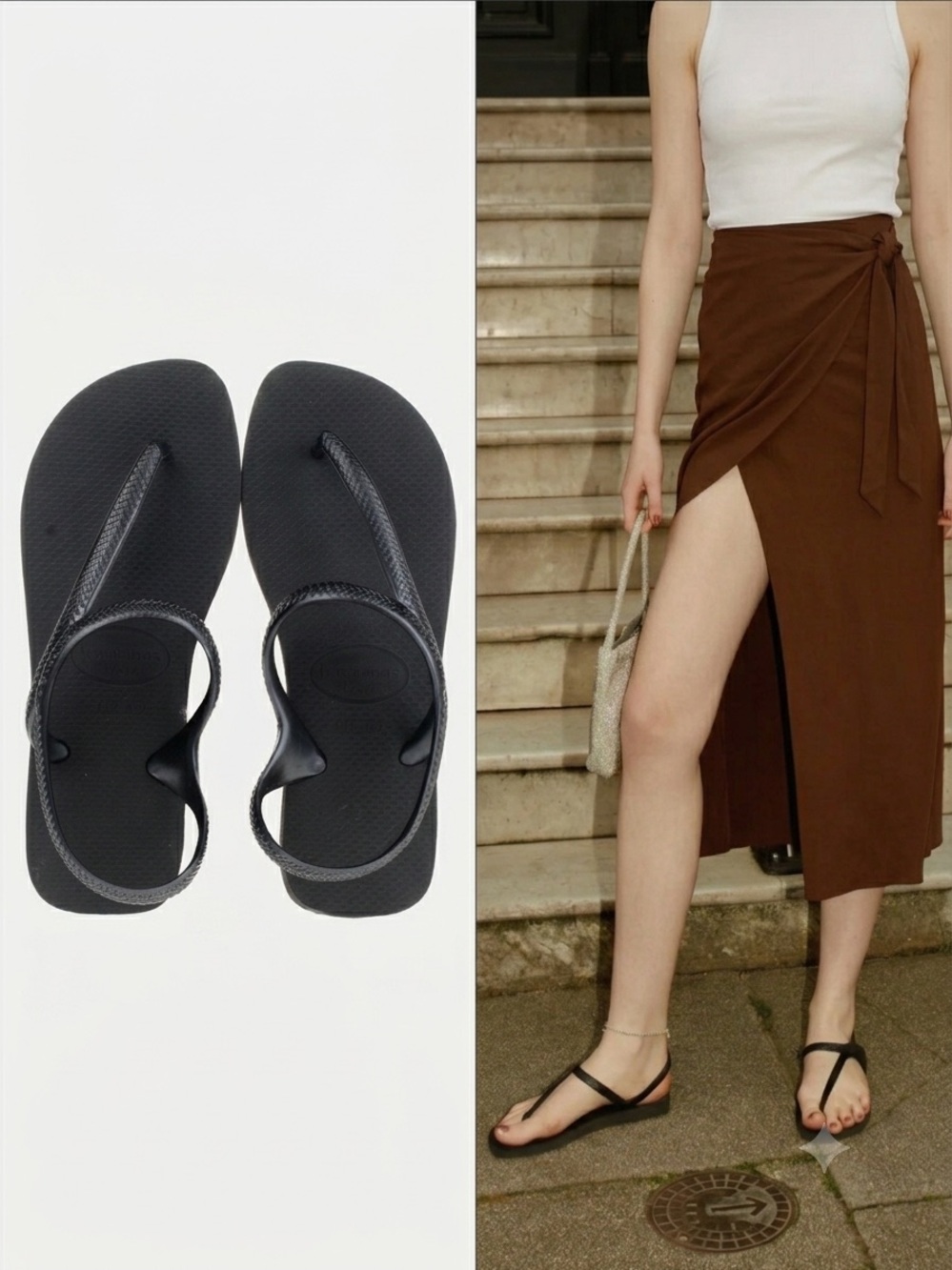 Havaianas NEW Flash Urban Sandals 9 -10 Lightweight Flip Flop Black Straps Flats